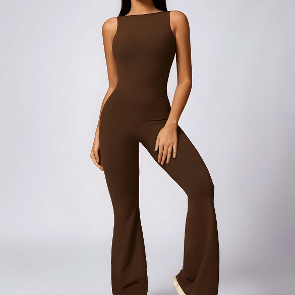 Enterizo deportivo Karol cafe para mujer, ropa deportiva moderna y cómoda en Ecuador