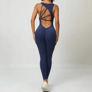 Enterizo deportivo para mujer Active Back en color azul marino, ropa deportiva mujer en Ecuador