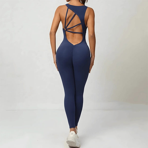 Enterizo deportivo para mujer Active Back en color azul marino, ropa deportiva mujer en Ecuador