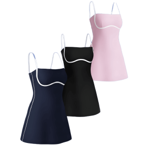 Vestido deportivo para mujer en colores azul, negro y rosa – ropa deportiva femenina Ecuador – Para Ellas EC