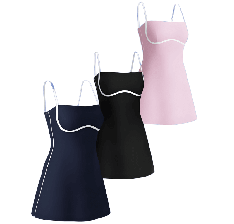 Vestido deportivo para mujer en colores azul, negro y rosa – ropa deportiva femenina Ecuador – Para Ellas EC